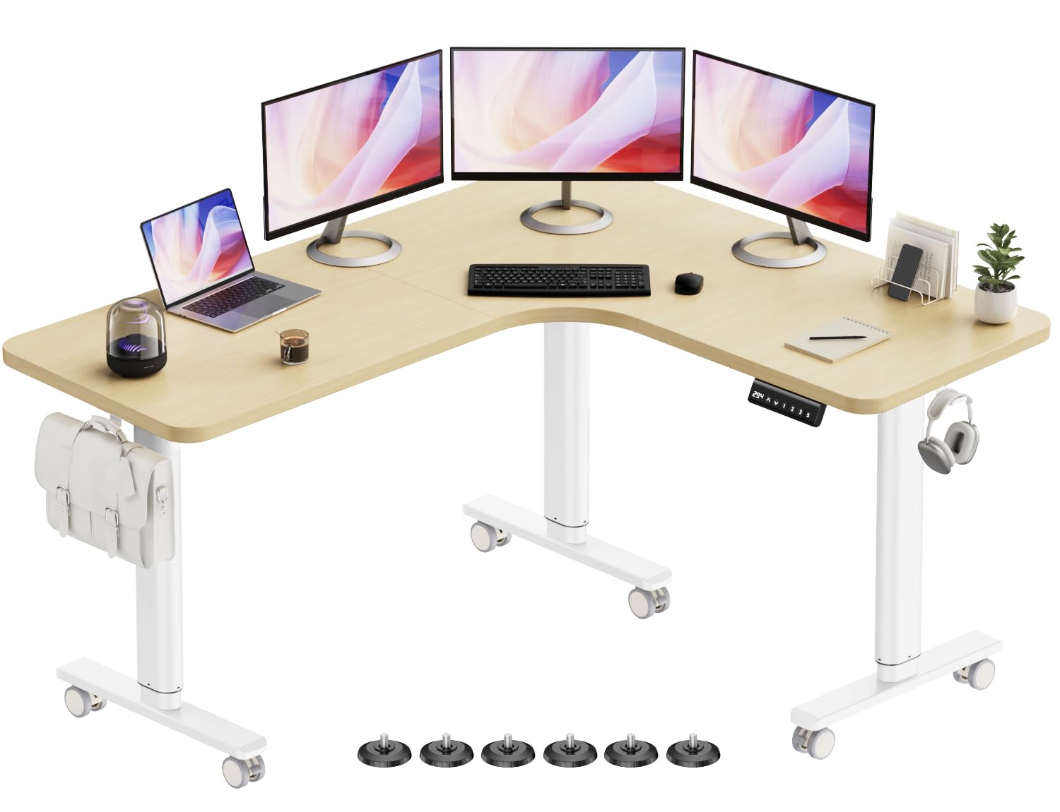 Flycity Electric L Shaped Standing Desk Adjustable Height, 63" x 55" Corner Stand Up Table, Home Office Desk, Dual Motor Sit Stand Desk, Computer Desk