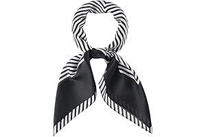 Striped Black and White Silk Scarf with 70cm Square