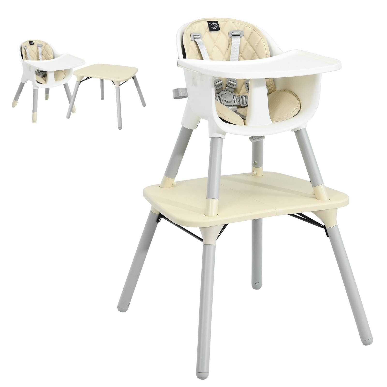 Buy GYMAX 4 in 1 High Chairs, Convertible Baby Dining High Chair with Adjustable and Removable