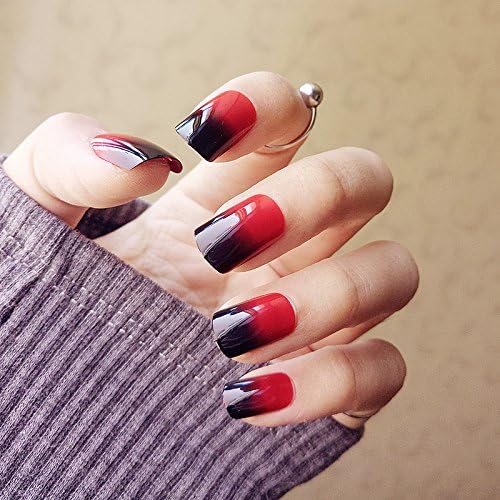 Amazon 24枚入 黒と赤のグラデーション ネイル 貼る ネイルチップ パーティー 二次会などに Mallnoo ネイルチップ 通販