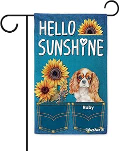 Bandiera da giardino stagionale 12x18 pollici,cane cavalier king charles,Bandiere per esterni Bandiera bifacciale per decorazione cortile domestico
