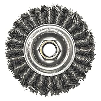 Weiler 09000 Dualife 5/8"-11 Arbor, 0.020" Wire Size, 6-7/8" Diameter, 3/16" Face Width, Steel Bristles, Very Narrow Face, Stringer Bead Twist Knot