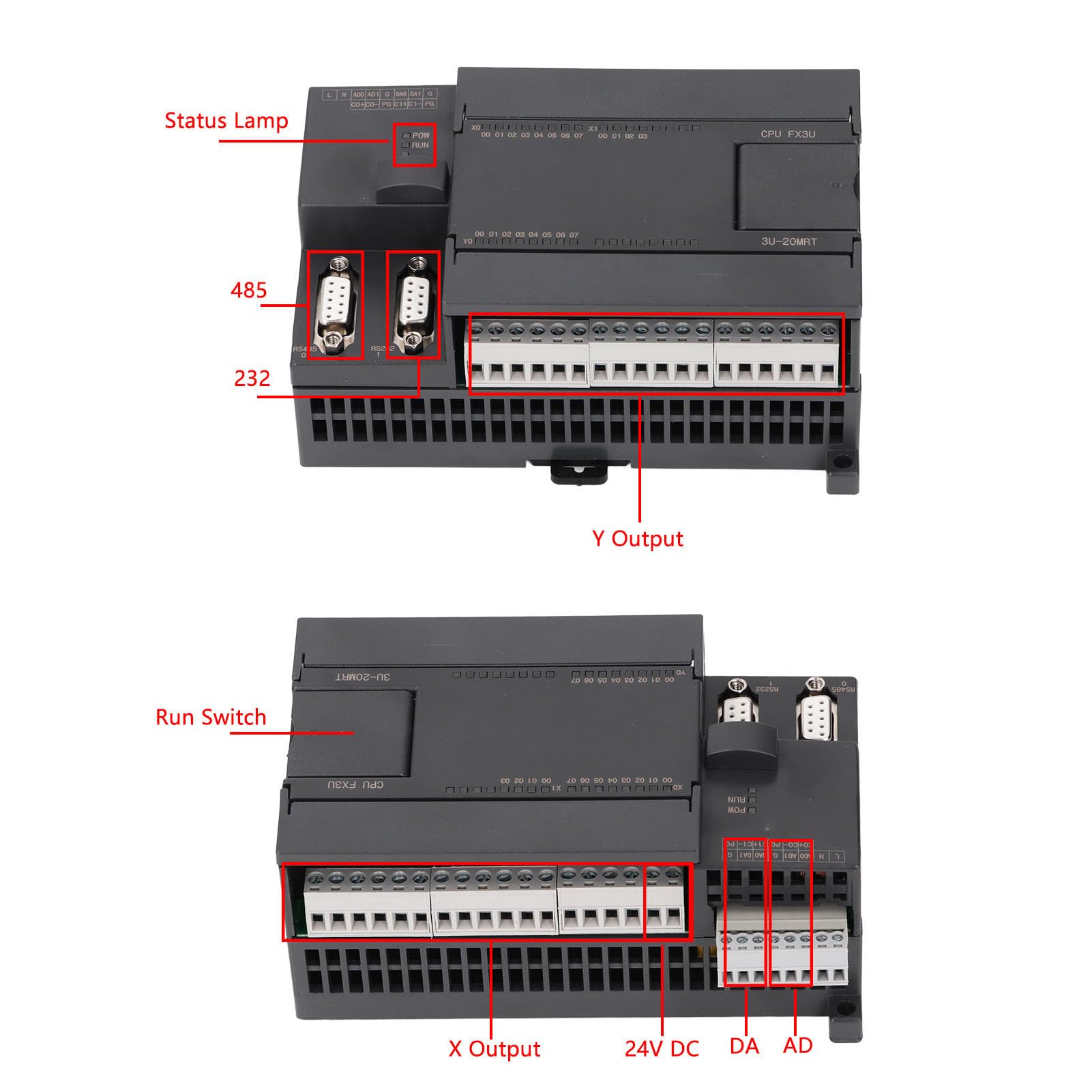 Eujgoov Moduł Regulatora Płyty Sterującej PLC Przemysłowy z Portem i Zegarem Dc24v WS3U CPU 38,4 Kbps Prędkość Pobierania
