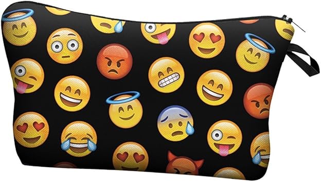 Amazon ポリエステル製 ペンケース メイクバッグ ポータブル トラベルポーチ かわいい絵文字 便利 ペーパークリップケース 文房具 オフィス用品