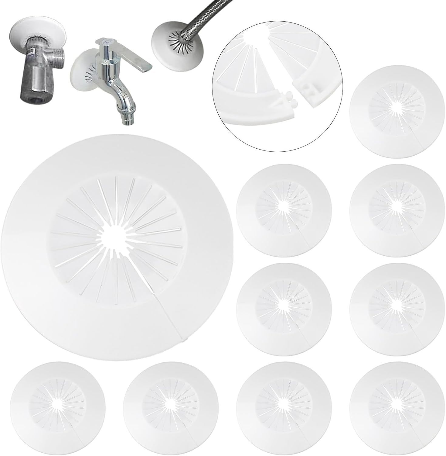 Tenubo 10PCS Pipe Cover Decoration, Plastic Wall Flange for