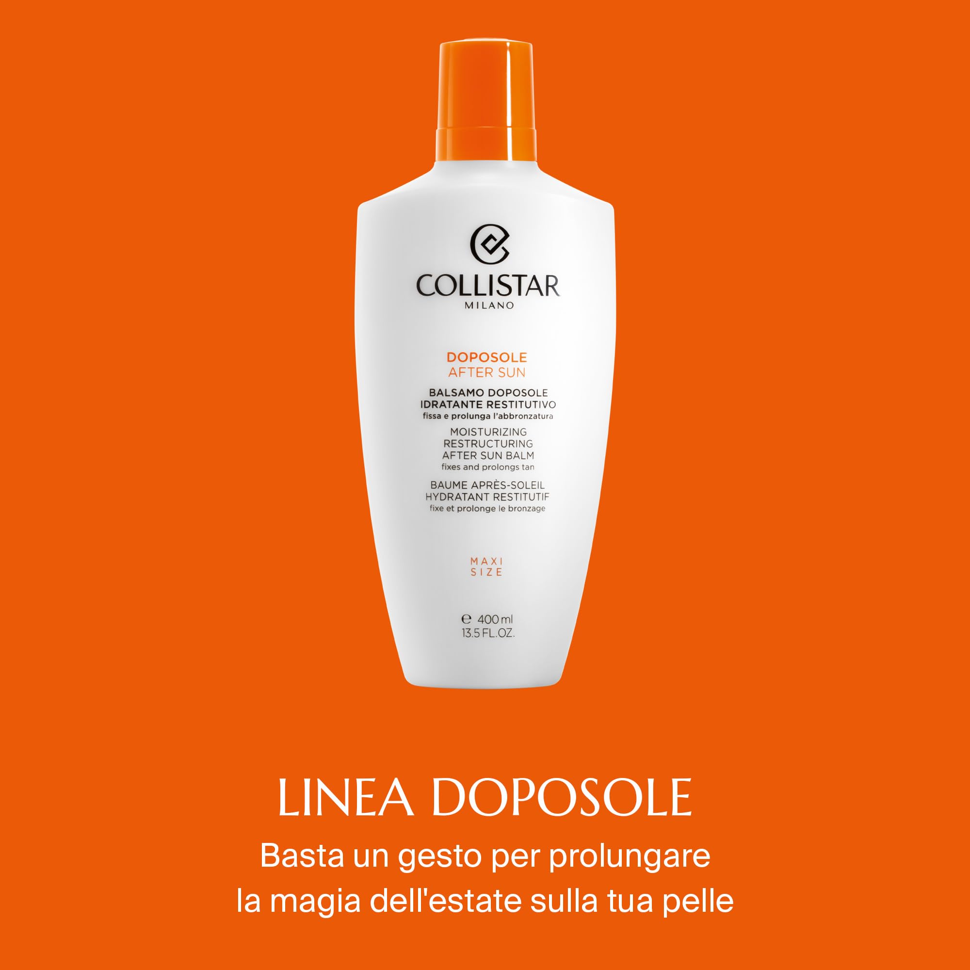 Collistar Balsamo Doposole Idratante Restitutivo, Emulsione ricca, nutriente e restitutiva, Fissa e prolunga l'abbronzatura, 400 ml