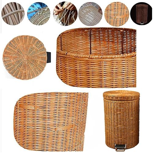 Silent Pedal Wicker Trash Can with Lid, Round Rattan Wastebasket with Removable Liner, Ideal for Bathroom, Kitchen, Living Room - Stylish & Functional Garbage Bin