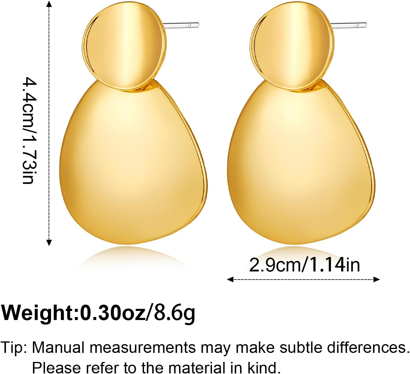 YUJIE Two Tone Gold Big Dangle Earrings Statement Hammered Drop Dangle Earrings Jewelry - Image 7