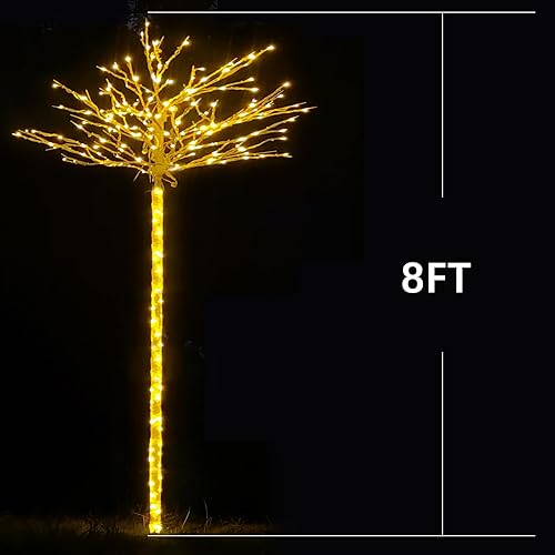 Miniatura 4 de Fairyrain Luces de árbol de abedul iluminadas de 8 pies, luces artificiales de Navidad adecuadas para Halloween, hogar, fiesta, boda, césped, patio,
