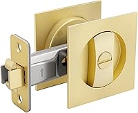 Vista 18 de goldenwarm Cerradura de Puerta de Bolsillo Cuadrada Negra Mate, Herrajes para Puerta de Bolsillo para Orificio Redondo de 2-1/8'', Manijas de Puerta