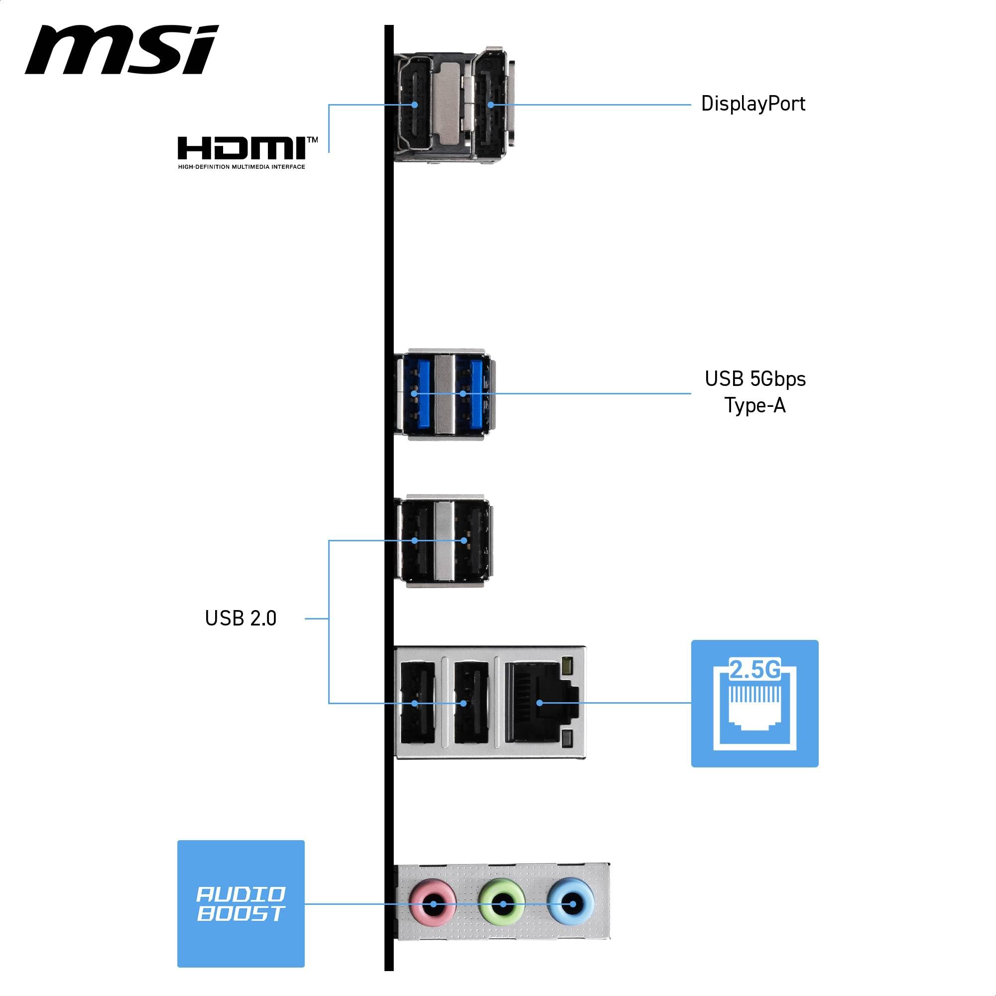 MSI Scheda madre PRO H810M-E, mATX, supporta processori Intel Core Ultra (serie 2), LGA 1851 - DDR5 Memory Boost (6400 MT/s MAX), PCIe 5.0 x16, M.2 Gen4, 2.5G LAN
