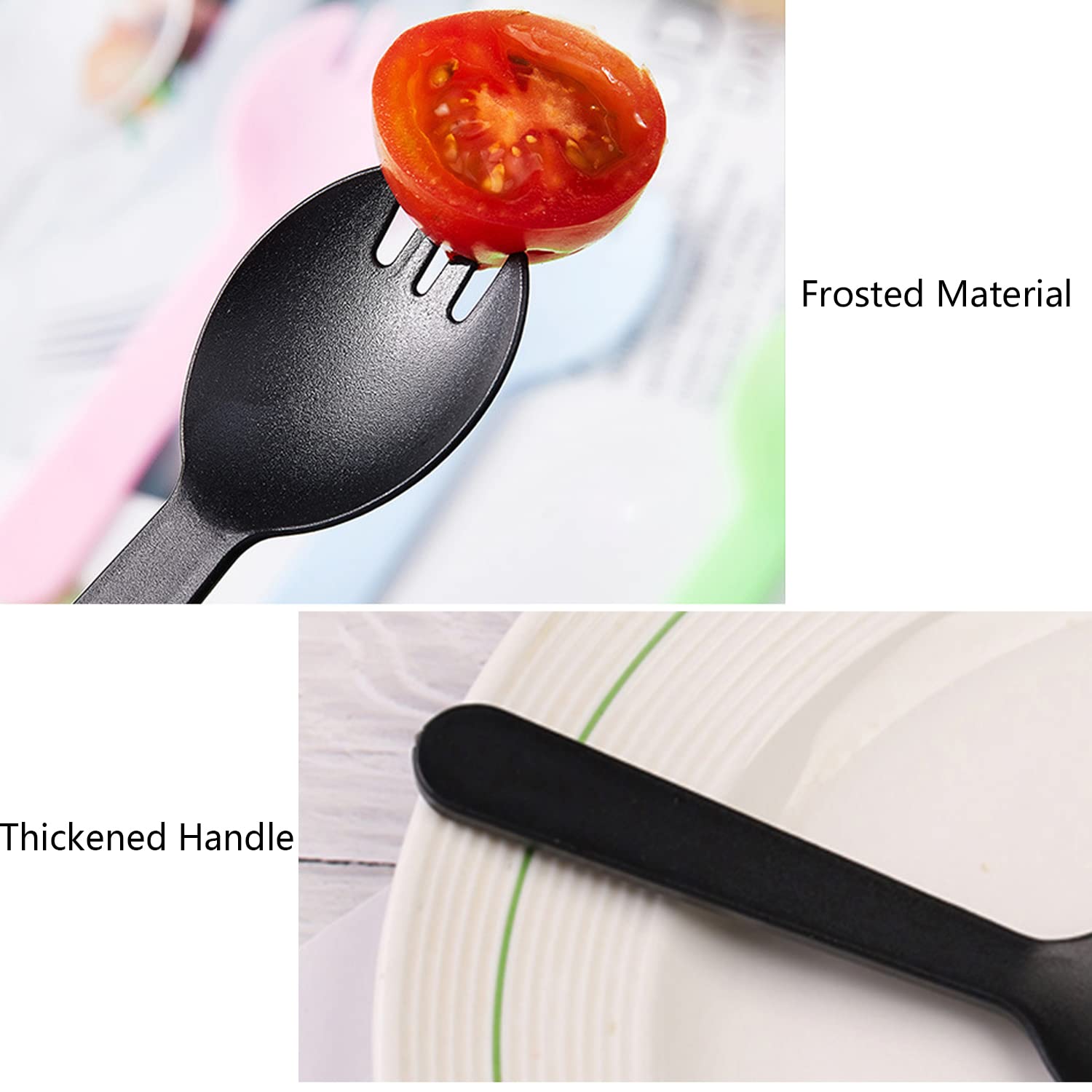 200PCS Disposable Plastic Sporks, Individually Wrapped Durable Mini Spork, 2 in 1 Forks and Spoons for Desserts, Yogurt, Ice Cream, Fruit, Salad, Birthday Cake (Clear) — Amazon image 3