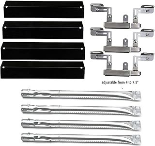 GFTIME Repair Parts for Brinkman Brinkmann 810-2410-S, 810-1420-0, 810-1420-1, 810-1470-0, Grill Burner, Porcelain Heat Plate, Adjustable Carryover Tubes Replacement for Brinkmann Gas Grill Models
