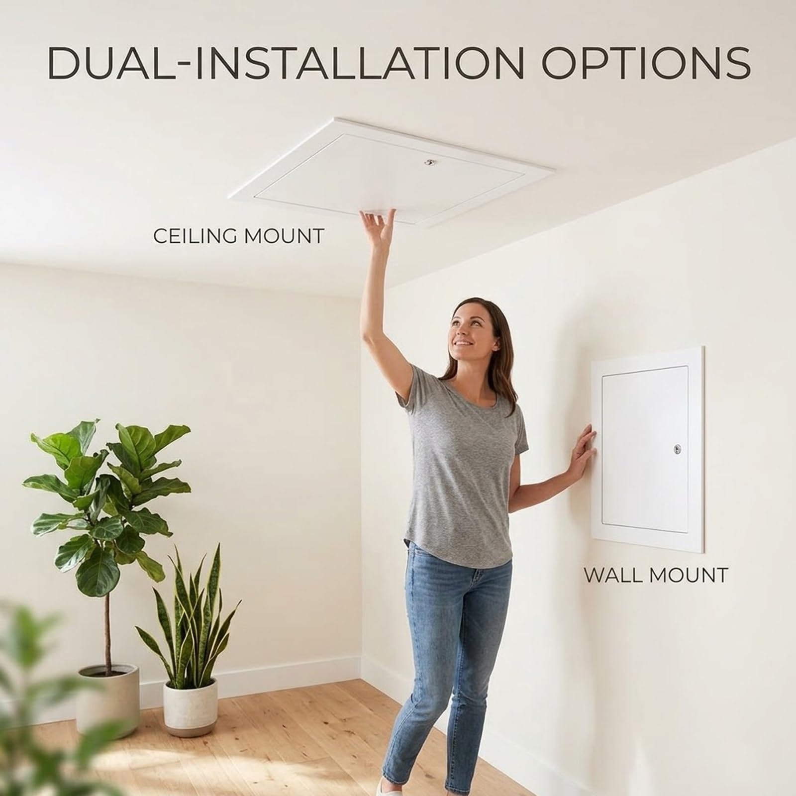 Panel z płyty gipsowo-kartonowej na ścianę i sufit, aluminiowe drzwi inspekcyjne, 200 x 200 mm, idealny do instalacji wodno-kanalizacyjnych i dostępu do prądu,