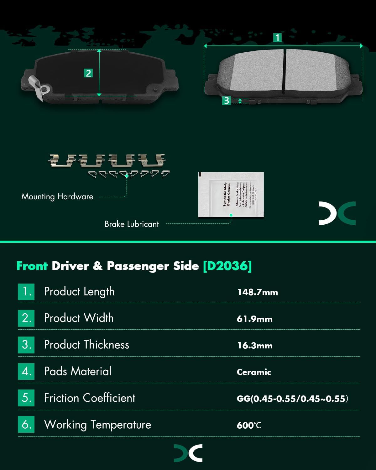 SCITOO Front Rear Disc Brake Pad Set 8PCS w/Hardware Fit For Honda For CR-V 2017 2018 2019 2020 2021 2022