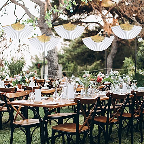 Éventails pliants blancs pour invités de mariage et fête estivale - 5