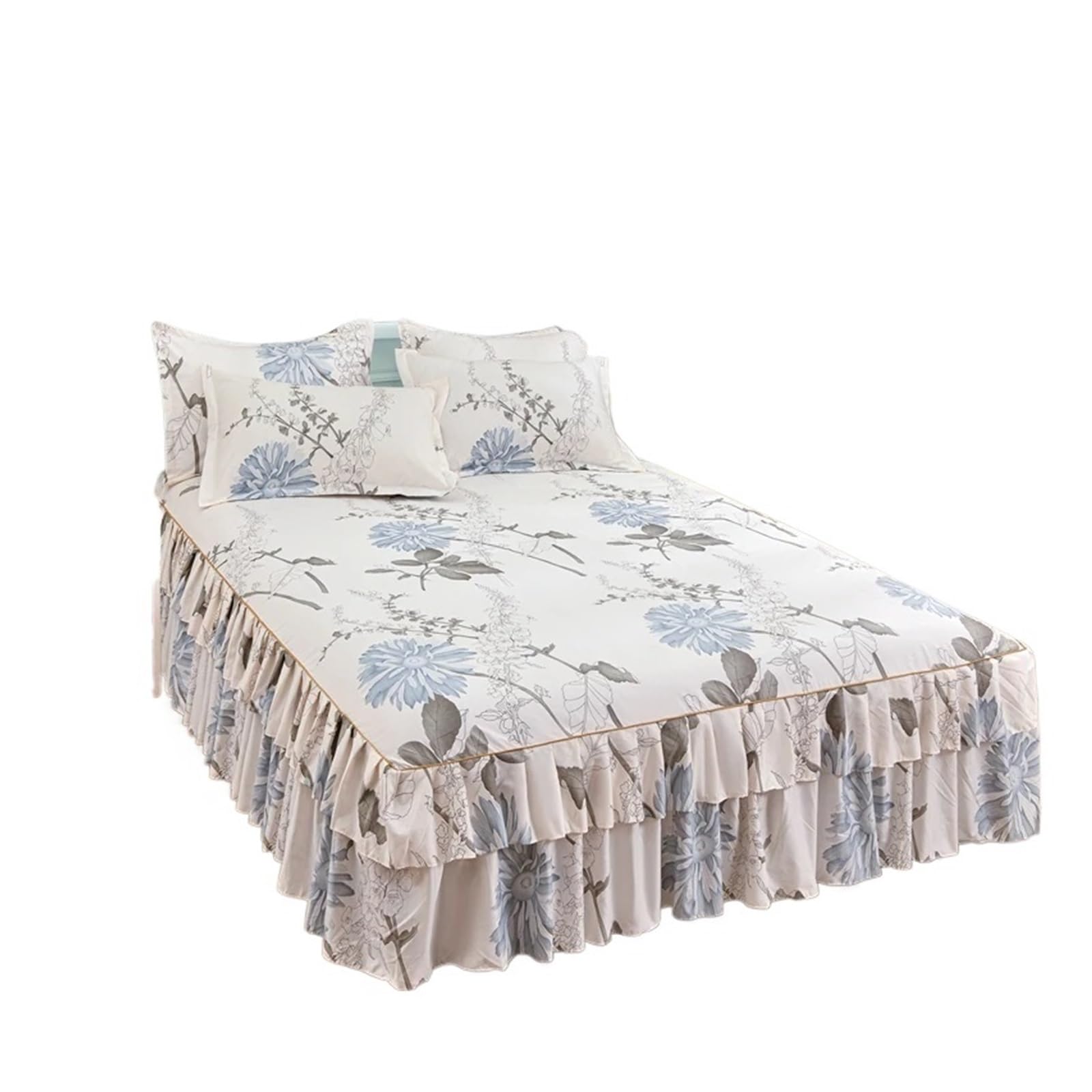 Ruffle Skirt Bedspread Home Textile Printed Bed Bedroom Coverlets Bedspreads Sheets Cover Bedding For use in the bedroom(Color-08,120x200x40cm)
