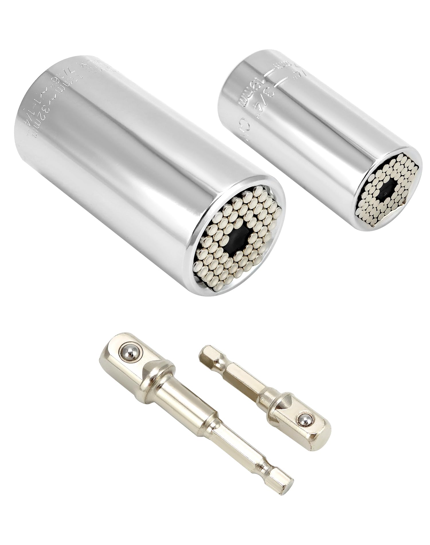 QWORK® Llave de tubo, dado universal, juego de herramientas de dados, 11-32 mm 7-19 mm, con adaptadores hexagonales