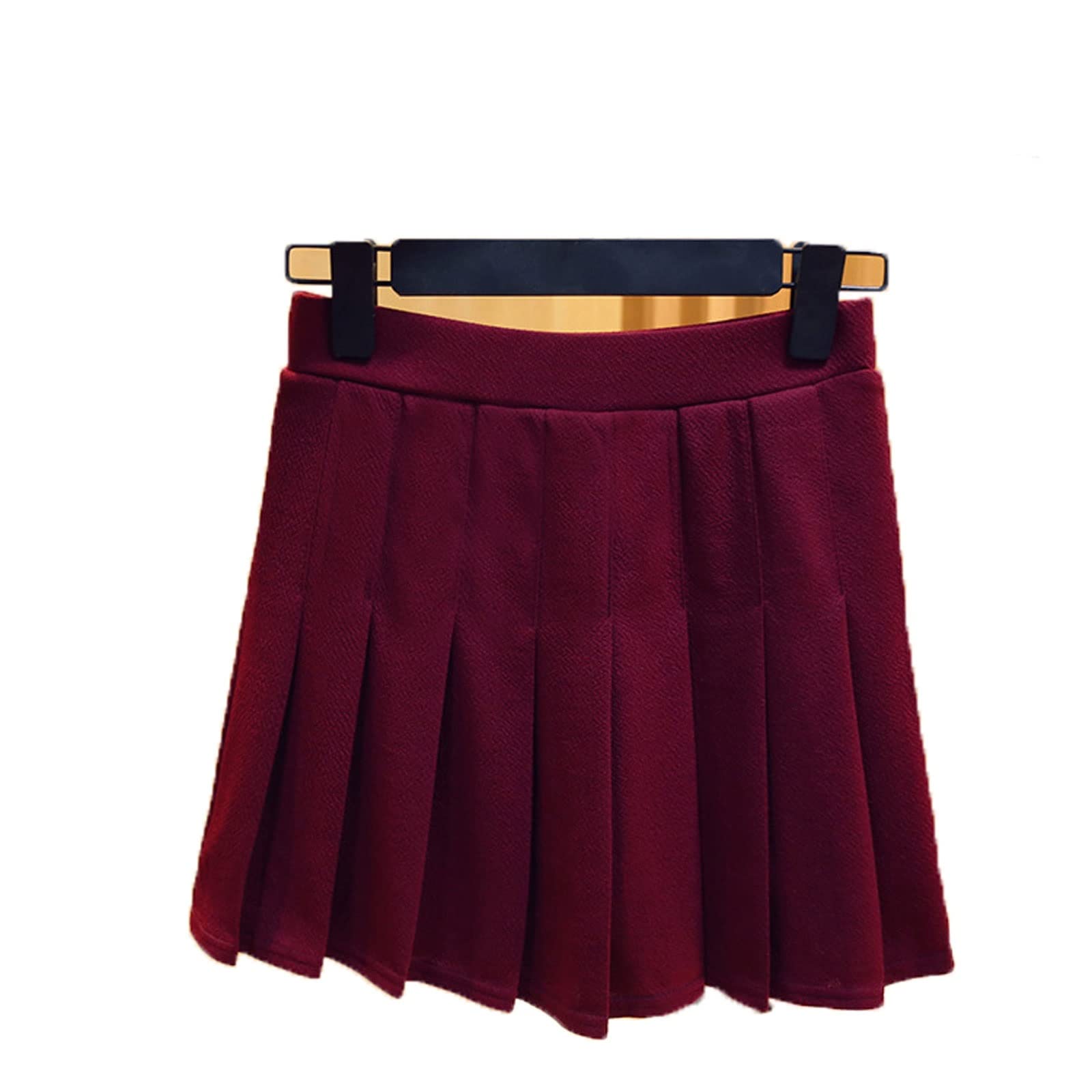 Falda plisada de cintura alta para mujer, estilo casual, acampanada, a cuadros, color negro, para uniforme escolar