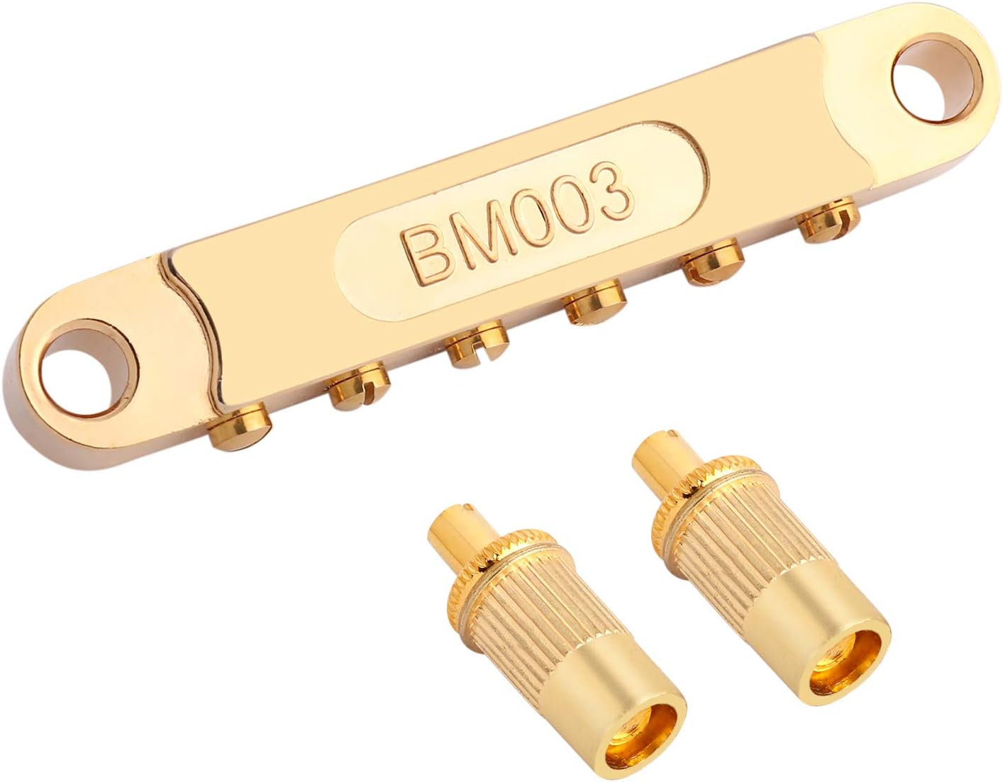 Rubatone Tune-O-Matic Guitar Bridge Roller Saddles Compatible with 6 String LP Les Paul SG Style Electric Guitar Parts Replacement Gold.