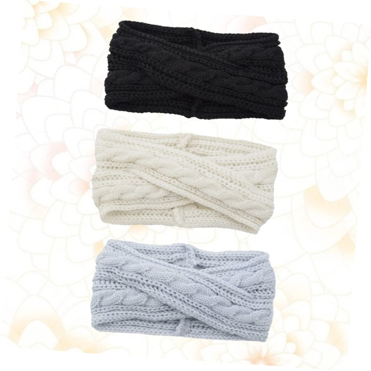 FRCOLOR 9stücke Teiliges Strick-woll-haarband Für Damen Elastisches Stirnband Schwarz Weiß Und Silber Haaraccessoire Für Winterspaß Und Sportaktivitäten