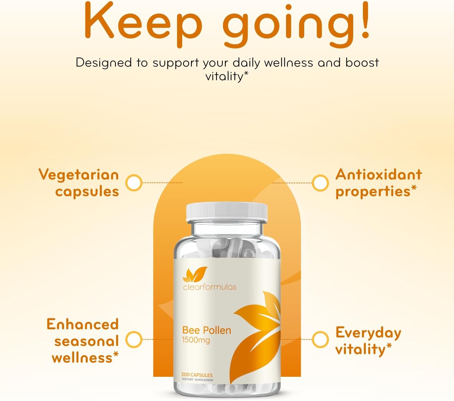 High Strength Bee Pollen Supplement - Natural Superfood Bee Pollen Capsules with Rich Nutrient Profile with Vitamins Minerals and Antioxidants - 1500mg Serving - Made in The US (200 Capsules) - Image 5