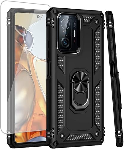 Zoeirc Funda para Mi 11T 5GMi 11T Pro 5G 2108111RG con protector de pantalla de vidrio templado grado militar magnética para anillo de automóvil con