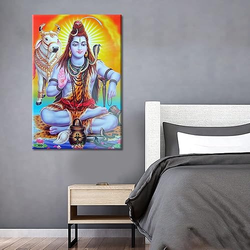 Miniatura 3 de TUMOVO Decoración de pared para dormitorio, póster de meditación de Shiva Doing, arte de pared de Lord Shiva para sala de estar, dormitorio,