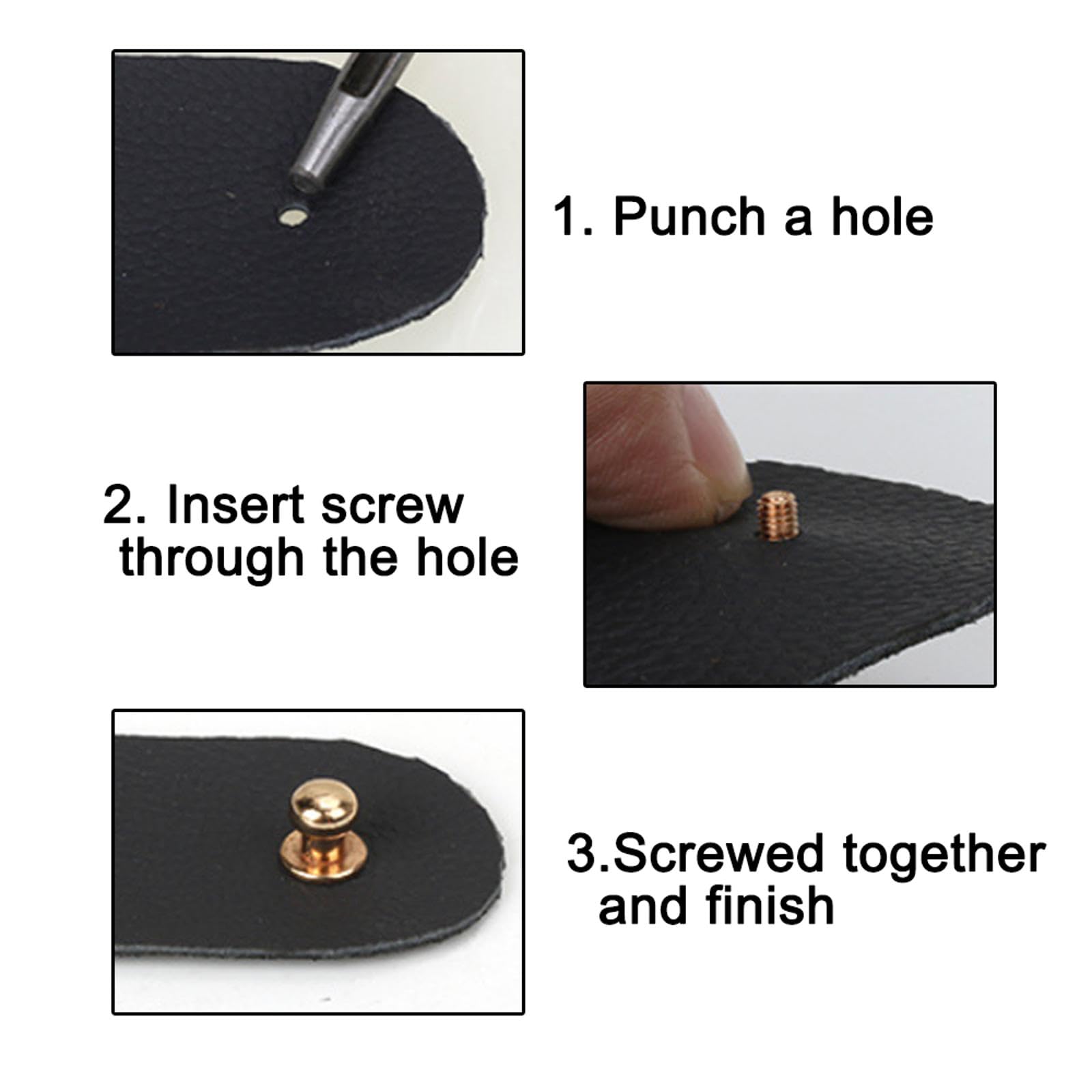 10 pezzi borchie dorate solide a testa tonda con viti in lega di zinco, kit di rivetti fai da te accessori in pelle per cintura, cinghia, borsa (6 mm)