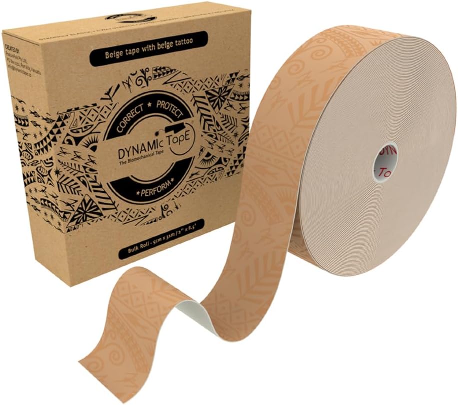 Dynamic Tape Original - Biomechanical Athletic Tape | 4 Way Stretch & Stronger Recoil Than Kinesiology Tape | Designed for Muscle & Joint Load Management | High-Load Sports (101ft - 2" Beige Roll)