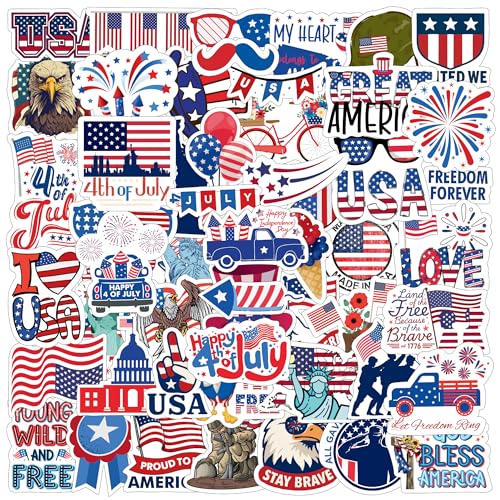 Patriotic Stickers - 50 Pcs Memorial Day Stickers Happy 4th of July Independence Labor Veterans Memorial Day Decorations 4th of July Decorations Gift Idea Kids Child Adult USA Flags American