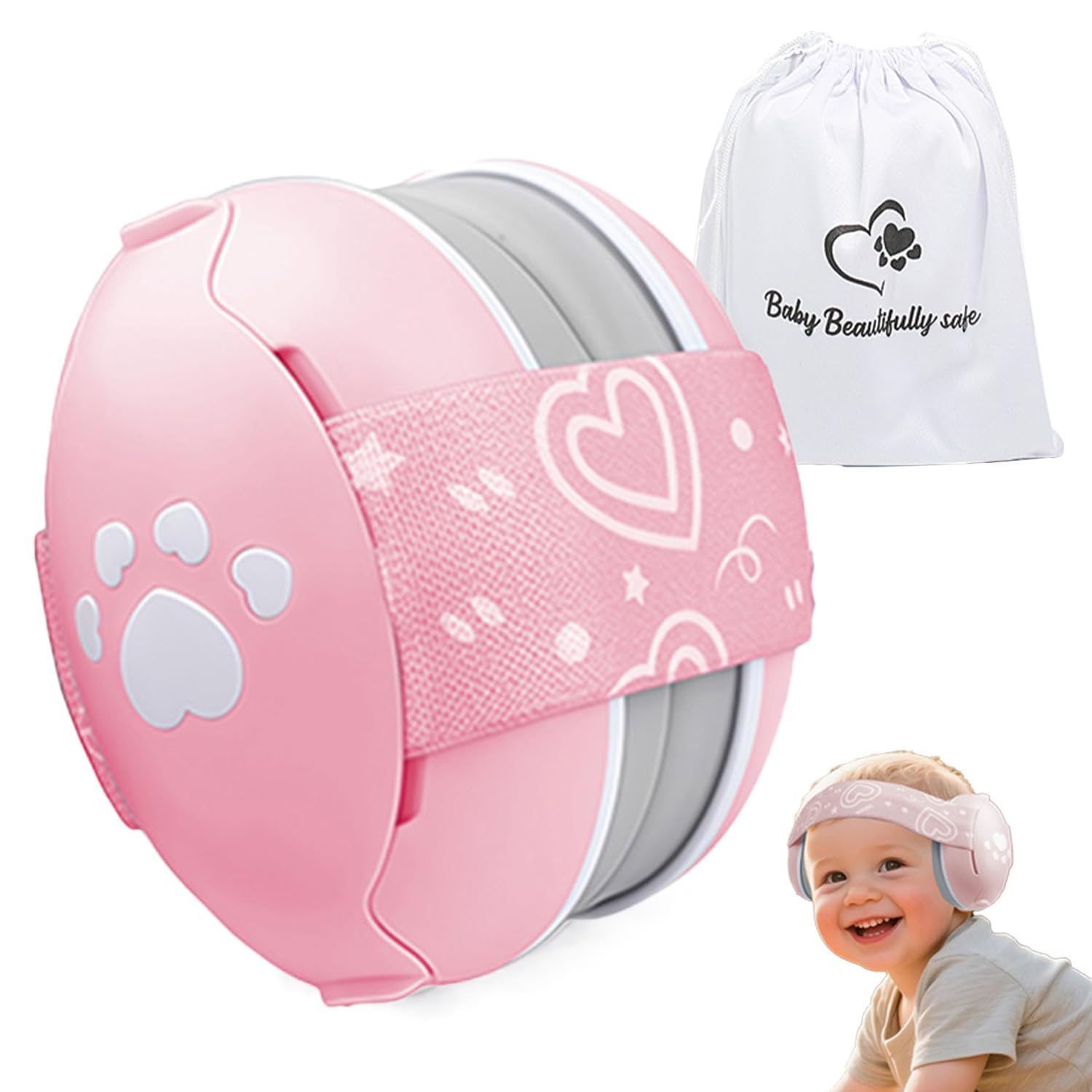 SHOCHX Gehörschutz Baby, 25db Lärmschutz Kopfhörer Kinder, mit Geräuschunterdrückung, Baby Gehörschutz Ohrenschützer für Bis 36 Monate ideal für Alltag & Reisen (Rosa)