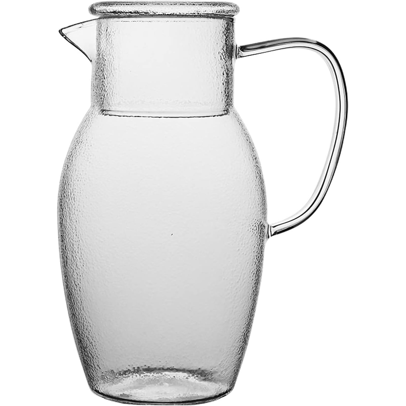 Wasserkaraffe 1,5-l-Wasserkrug, Kaltwasserflasche mit Verbrühschutzgriff, hochtemperaturbeständiger gehämmerter Krug, kalte Teekanne aus Glas für Kaffee/Saft Getränkespender