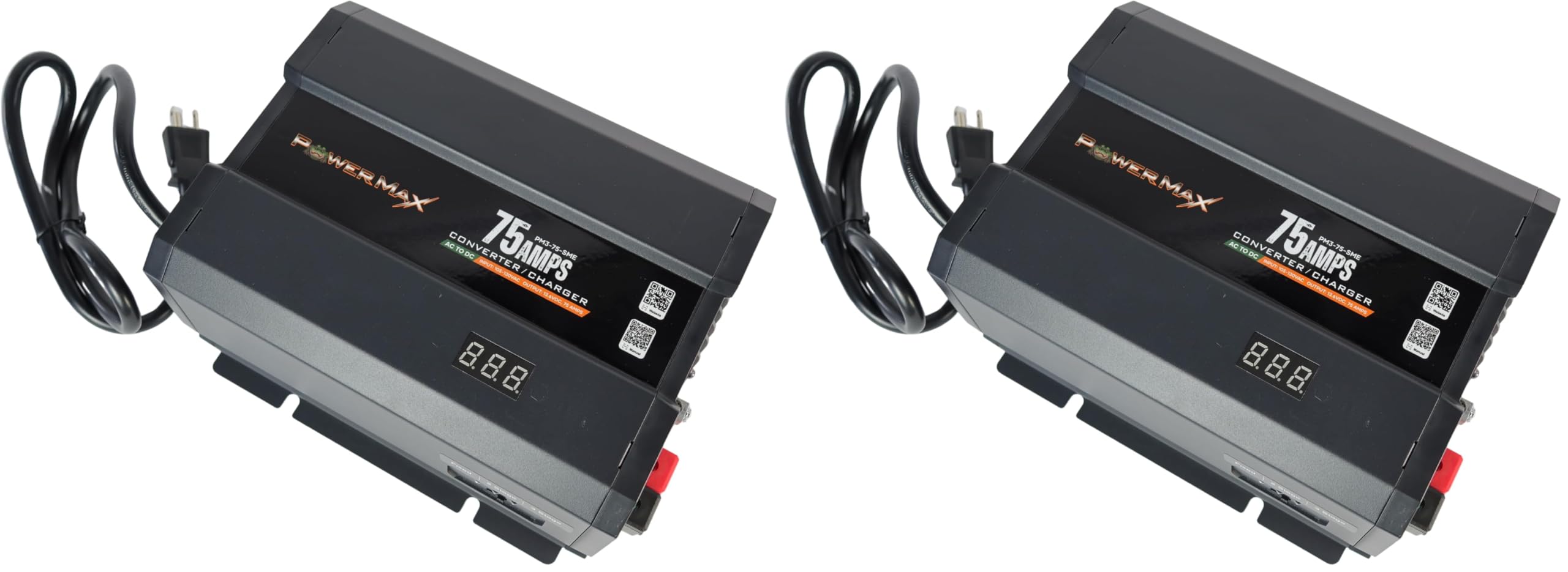PowerMax PM3 75LK RV Power Converter - 12 Volt 75 Amp with 3 Stage Smart Charging Mode, Lithium Compatible (Pack of 2)