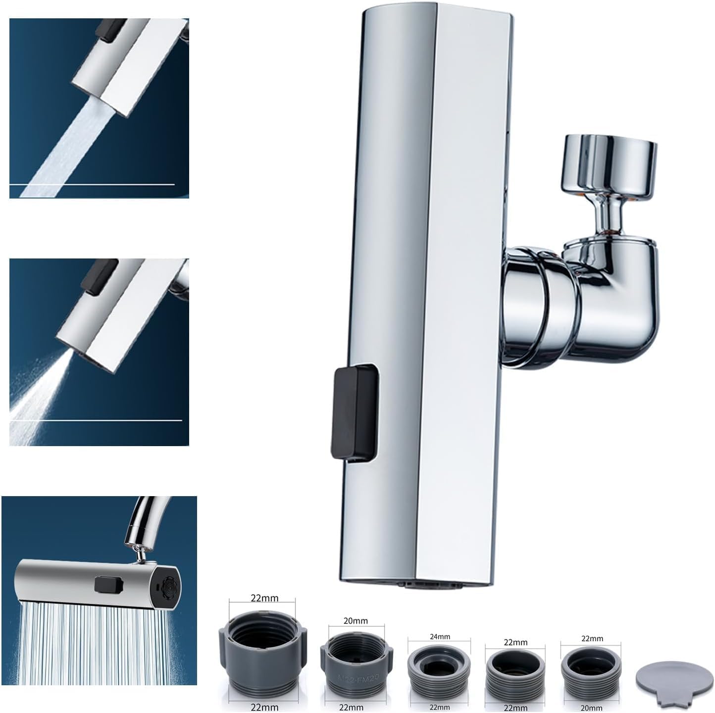 Cooltens Faucet Extender, 2023 Waterfall Faucet Extender Aerator, 360° Rotating Splashproof 3