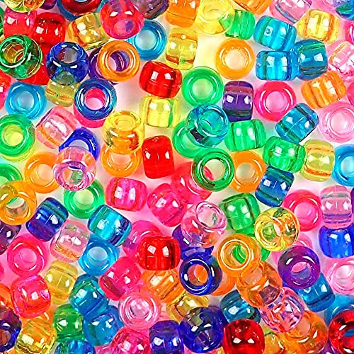 Rainbow Transparent Multicolor Mix Plastic Craft Pony Beads, 6 X 9Mm, 500 Beads, Made In The Usa, Bulk Pony Beads Package For Arts & Crafts #TOP1