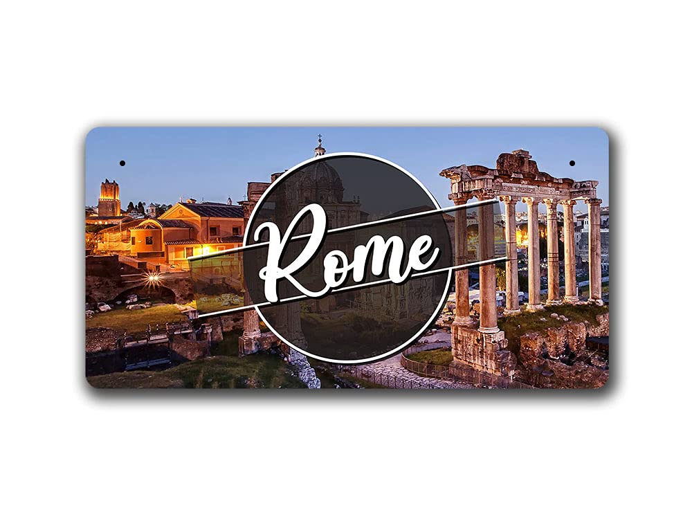 McMug - Rome Night Landscape - Italy - Metal Sign, Decorative Sign, 200mm x 100mm