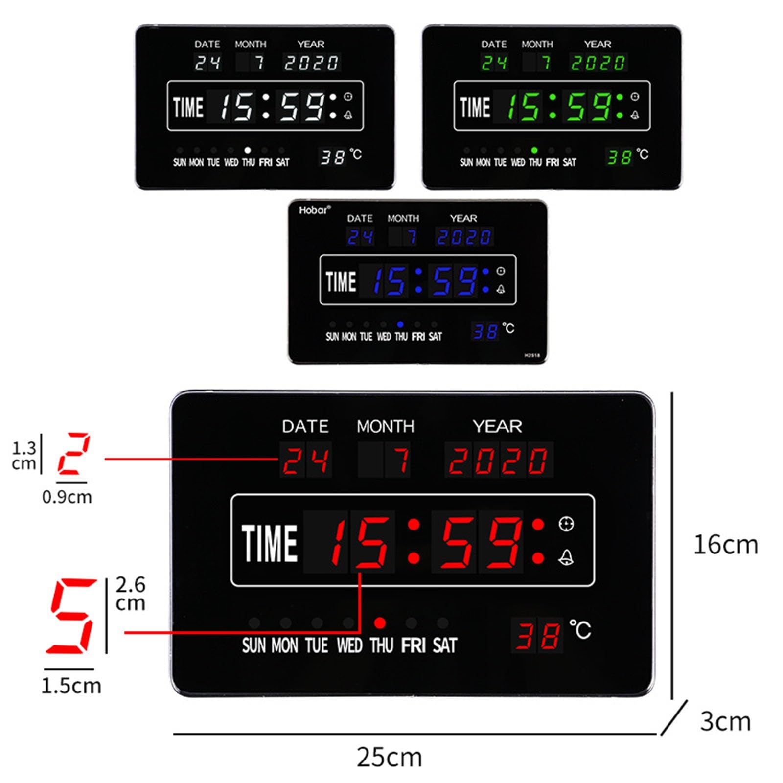 ZFG 9.8-inch Electronic Desk Calendar Clock Wall-Mounted Desktop Perpetual Calendar Electronic Clock Aluminum Alloy Frame Home Office Clear Display Large and Practical