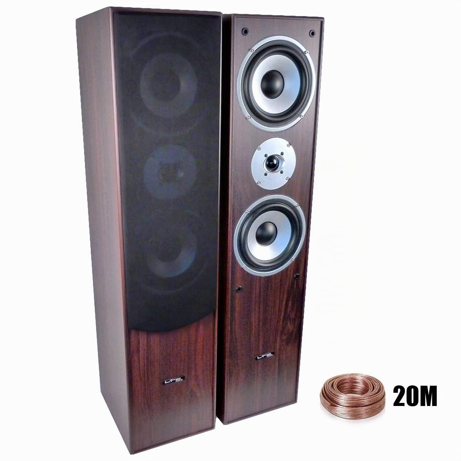 Ltc audio Paire d'enceintes HiFi/Home-Cinéma 2x500W L766-WA + 20 Mètres de câbles Transparent