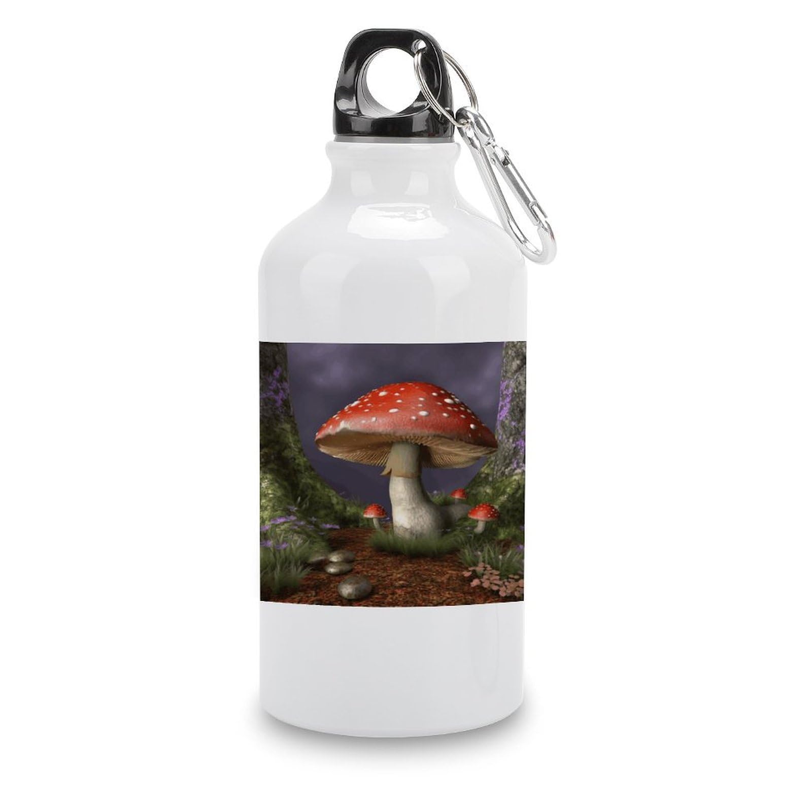VstaDank Mushroom Water Bottles Aluminum Sports Water Bottle with Lid&Hook Buckle Fashion Vacuum Insulated Water Bottles Hydration Flask Leak Proof Tumbler Keep Cold&Hot
