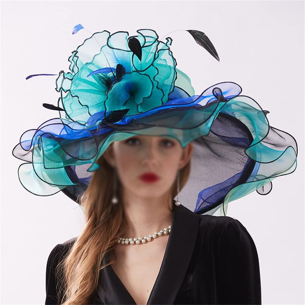 Cappello in Organza Regolabile da Donna, Cappello da Cornice per Esterni Primaverili ed Estivi, Cappello per Adulti Ricamato