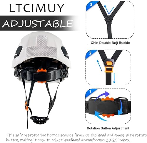 Miniatura 3 de Cascos De Construcción Casco de Seguridad con Visera 6 Puntos Ajustable Suspensión ANSI Z89.1 Tipo I Clase C Hardhats, Cascos De Construcción