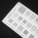 Set di stencil per ripallatura MTK all-in: questo set da tre pezzi per lastre di latta contiene uno stencil 48 in 1 più due modelli della serie MTK per coprire una vasta gamma di layout IC pad per attività di reballing e riparazione