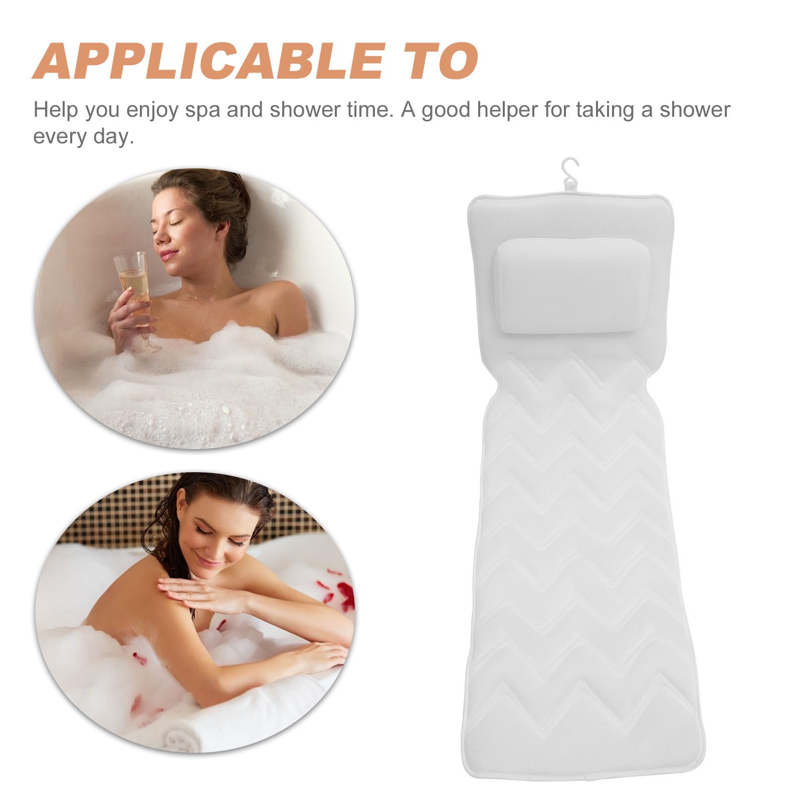 Cojín Reposacabezas Antideslizante para Bañera Alfombra de Malla Transpirable 3D y Ventosas, Soporte para Cuello y Espalda, Uso en Baño SPA
