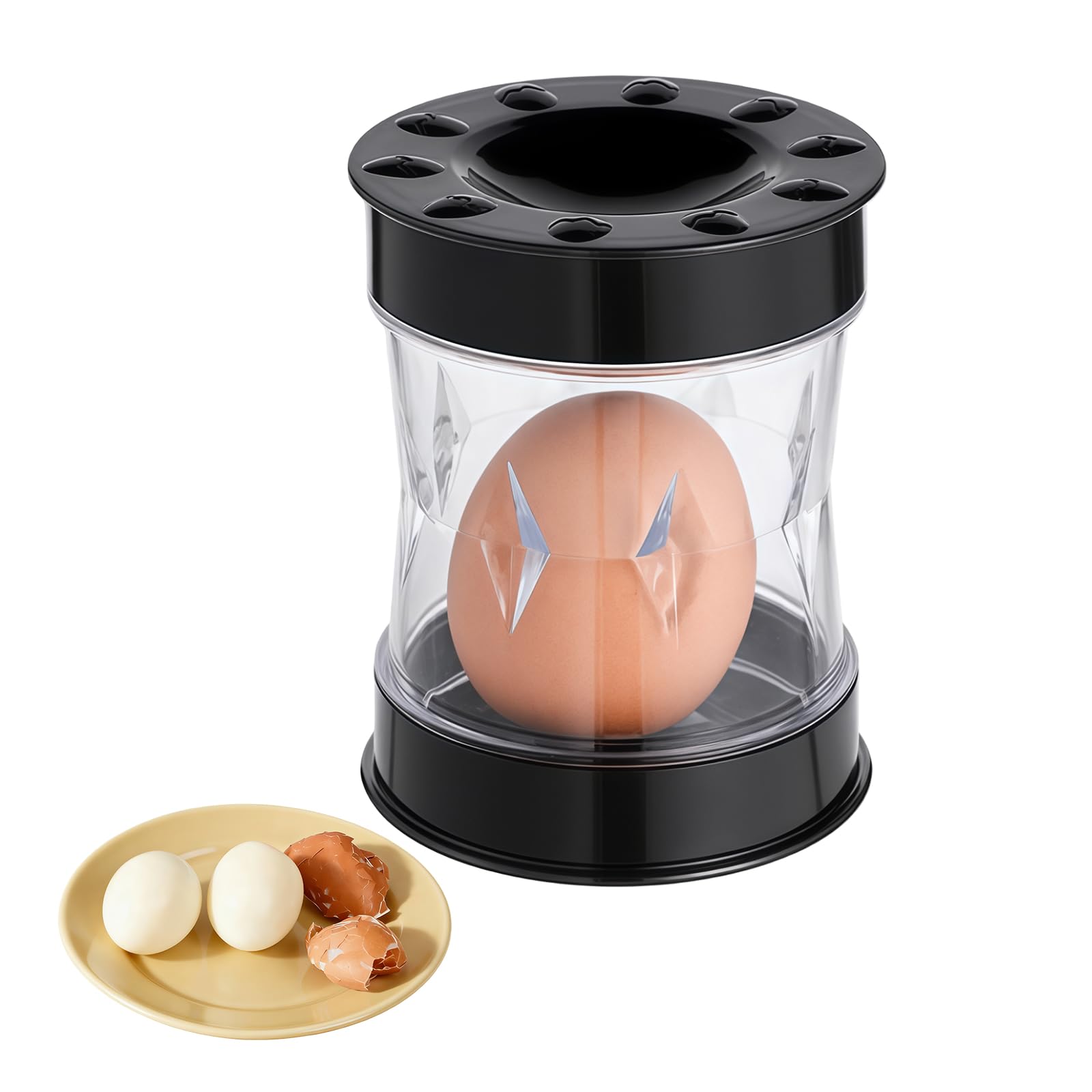 Black Egg Peeler for Hard Boiled Eggs – Self Adhesive Egg Shell Remover, Quick & Efficient Egg Peeling Tool, Perfect for Kitchen & Home Use