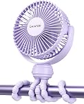 Gaiatop Mini Portable Pram Fan, Rechargeable Small Clip on Fan for Stroller, Detachable 3 Speed 360 Degree Rotate Flexible Tripod Handheld Desk Cooling Car Seat Crib Treadmill Travel Black