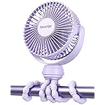 Gaiatop Mini Electric Fan with 360 Rotation, 5.5mm Gaps, Rechargeable Battery, 3 Speeds, Purple