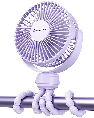 Gaiatop Mini Electric Fan with 360 Rotation, 5.5mm Gaps, Rechargeable Battery, 3 Speeds, Purple - purple