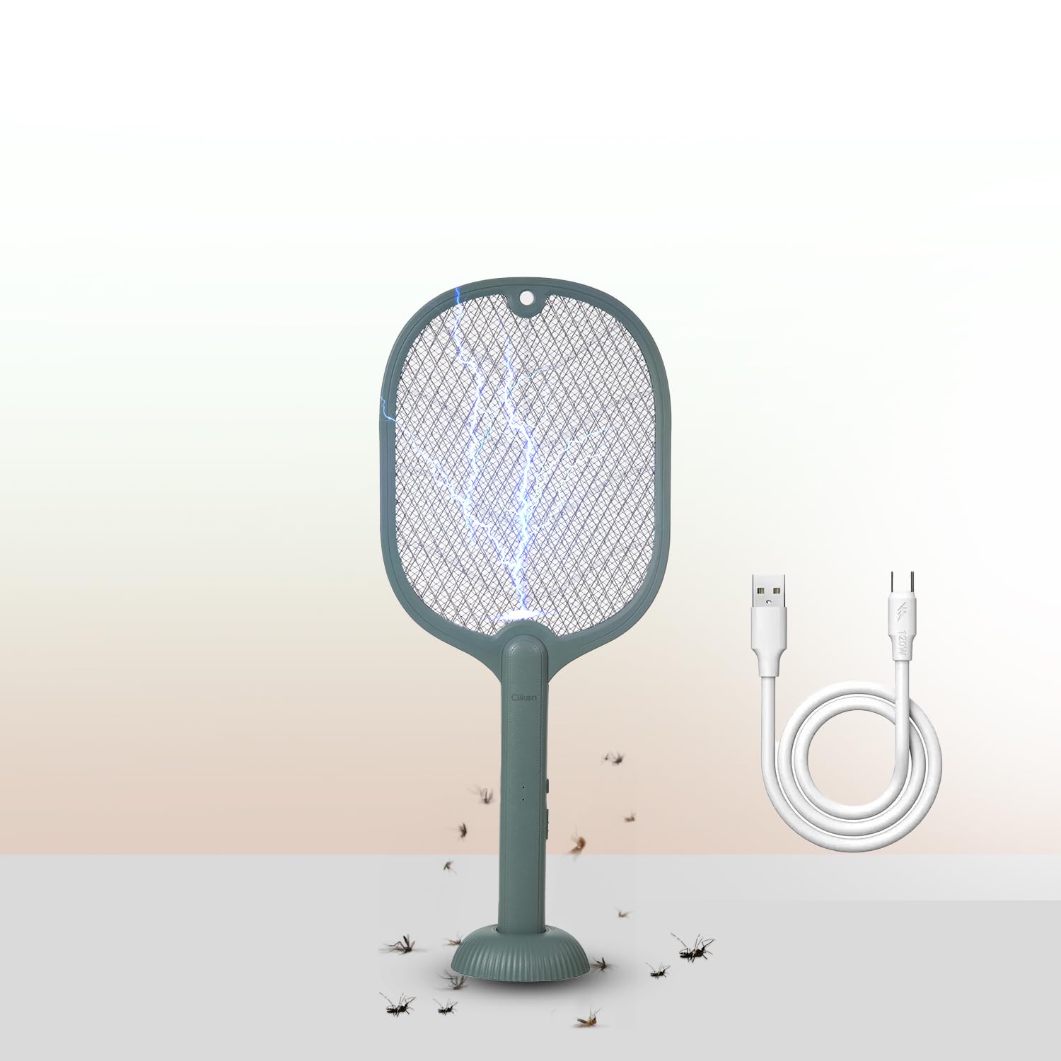 Rechargeable Mosquito Swatter with Hi-Power LED Light - USB Power, Green Color with LED Light for Mosquitos Flies Pest Control for Indoor and Outdoor Use