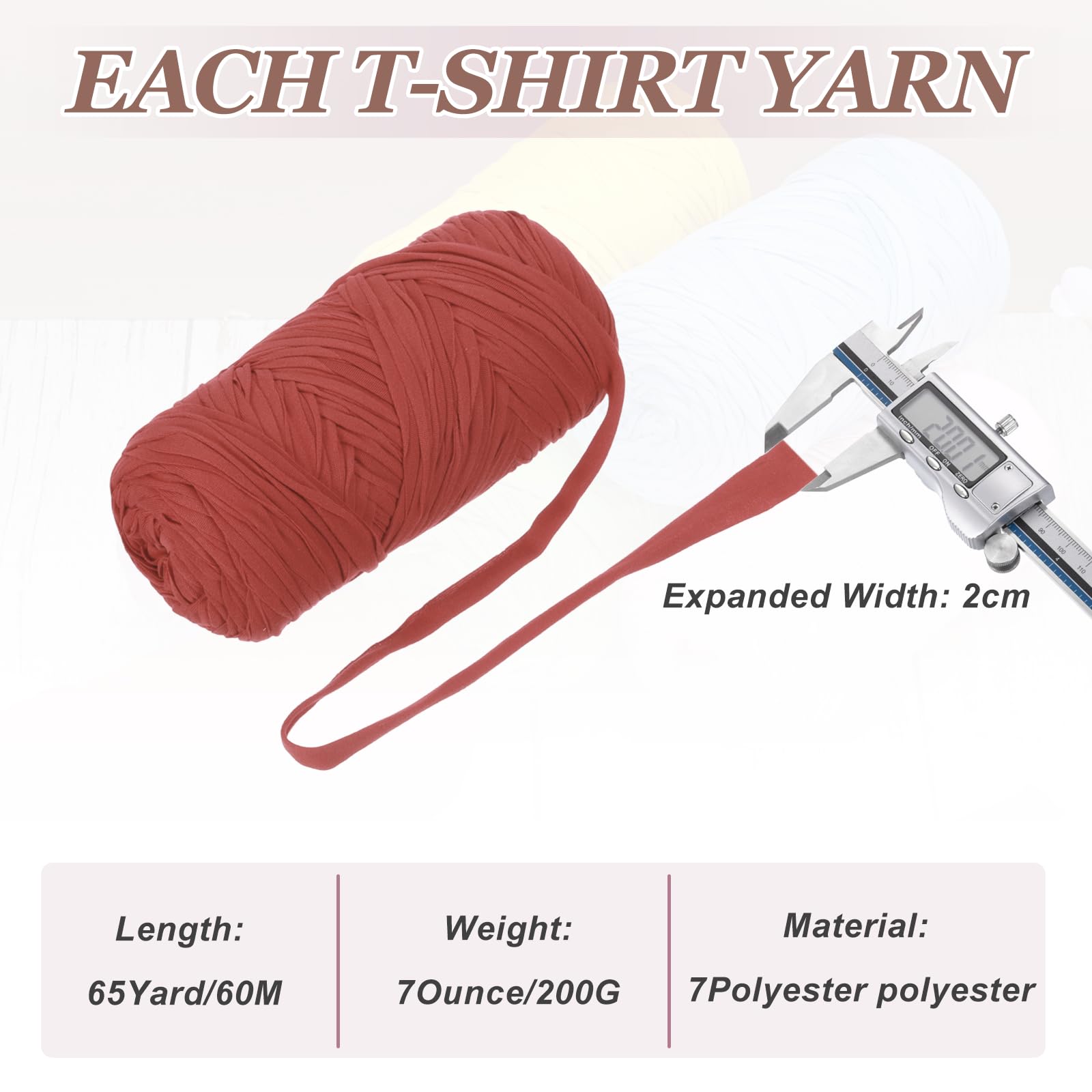 PATIKIL T-Shirt Yarn for Crocheting with 1 Crochet Hook - Image 2